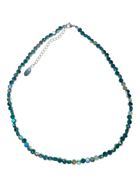 Faceted Beaded Circle Necklace | Champagne & Turquoise Michelle Marie Boutique  Necklaces