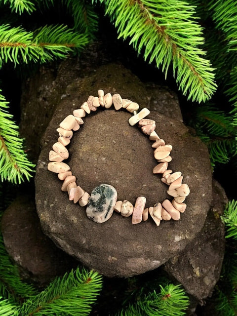 Faceted Rhodonite Stone Stretch Bracelet – Handmade Healing Gemstone Jewelry | Made in USA Elastic Band Michelle Marie Boutique  Bracelets