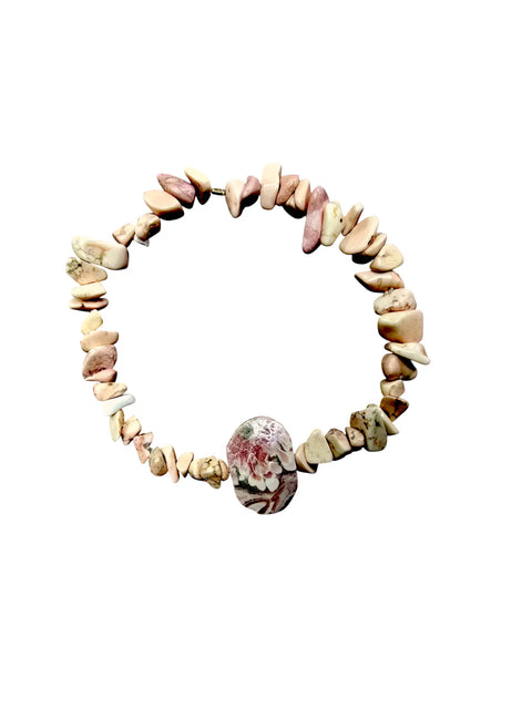 Faceted Rhodonite Stone Stretch Bracelet – Handmade Healing Gemstone Jewelry | Made in USA Elastic Band Michelle Marie Boutique  Bracelets