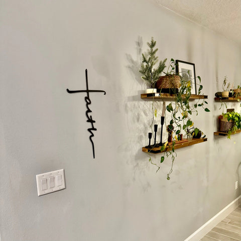 Faith Cross Metal Wall Art – 16 Gauge Stainless Steel | Made in USA Havens | Luxury Metals 