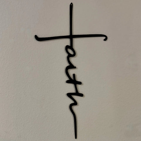 Faith Cross Metal Wall Art – 16 Gauge Stainless Steel | Made in USA Havens | Luxury Metals 