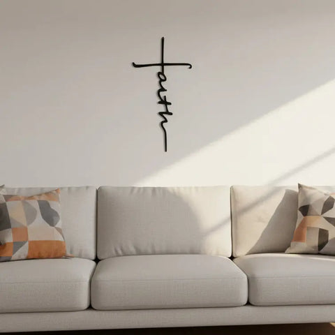 Faith Cross Metal Wall Art – 16 Gauge Stainless Steel | Made in USA Havens | Luxury Metals 