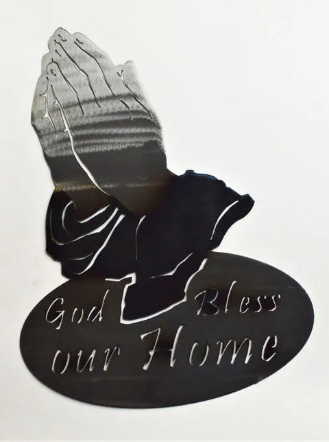 Faith-Inspired Praying Hands Metal Wall Art – Handmade Devotional Decor | Made in USA Knights Home Decor  item