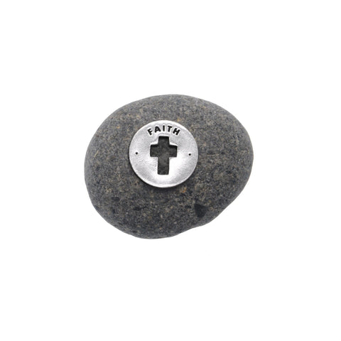 Faith Meditation Stone – Handcrafted Spiritual Touchstone with Pewter Cross | Made in USA Whitney Howard Designs  Meditation Stones
