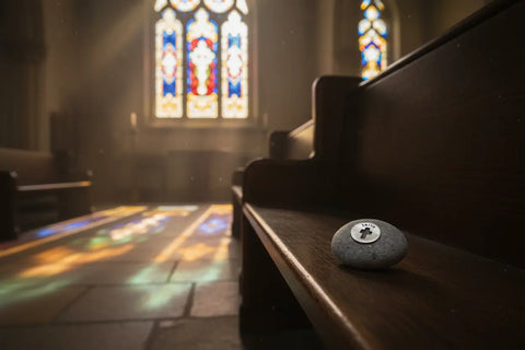 Faith Meditation Stone – Handcrafted Spiritual Touchstone with Pewter Cross | Made in USA Whitney Howard Designs  Meditation Stones