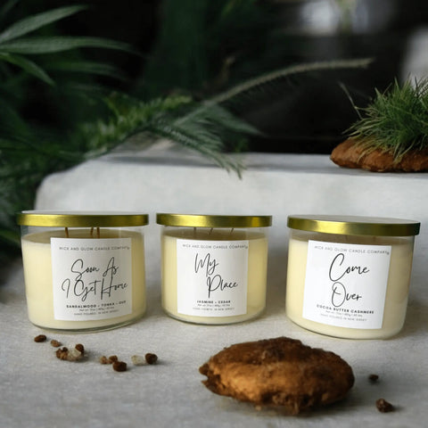 Fall 4 U 3-Piece Luxury Soy Wax Candle Set 17 oz 3-Wick – Autumn Scents | Made in USA Wick and Glow Candle Company™  Candles