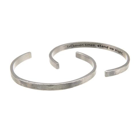 Fall Seven Times Stand Up Eight Engraved Pewter Cuff Bracelet – Eco-Friendly DUDE Collection | Made in USA Whitney Howard Designs  DUDE