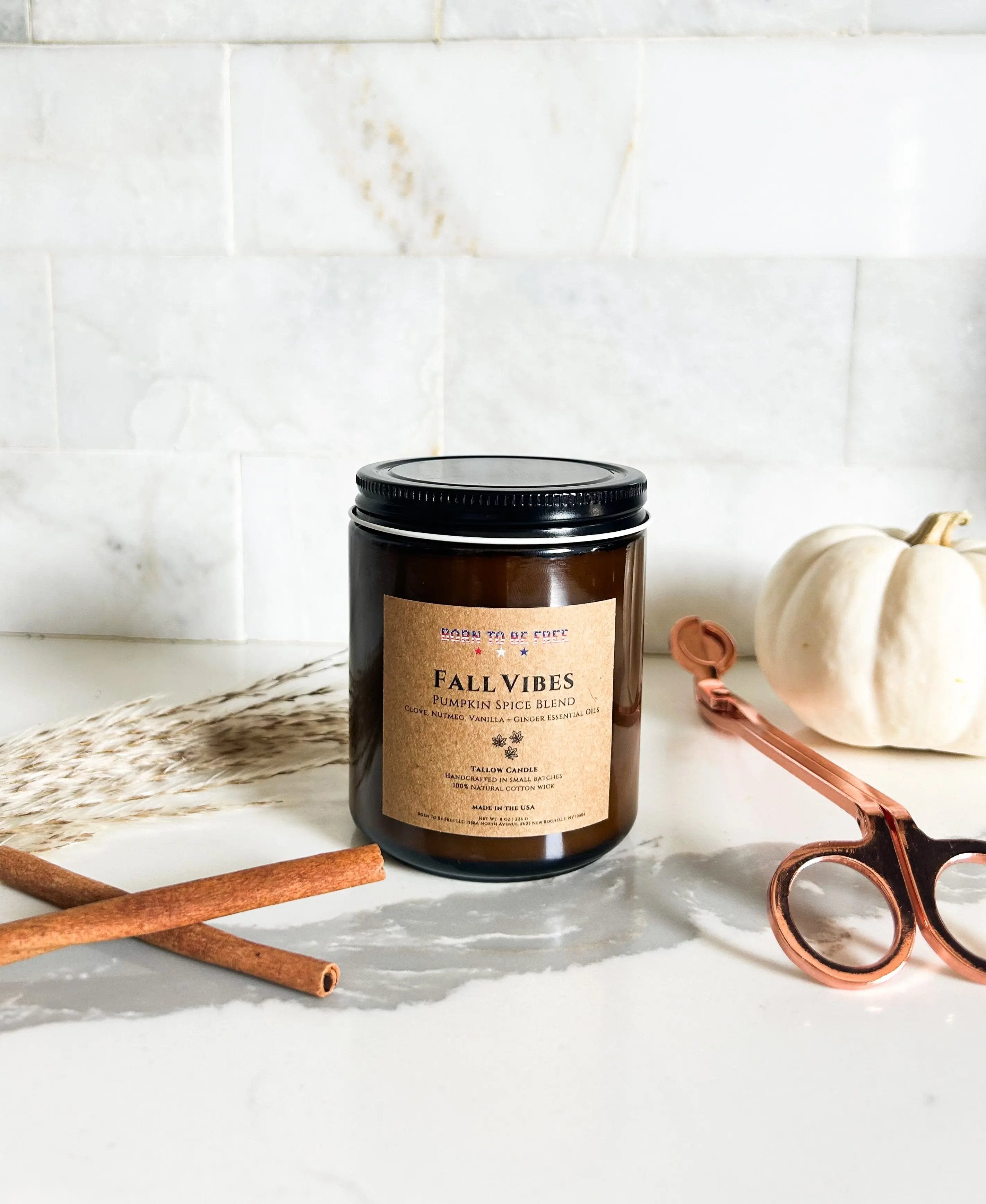 Fall Vibes- Pumpkin Spice Blend Tallow Candle Born to be Free  Candle