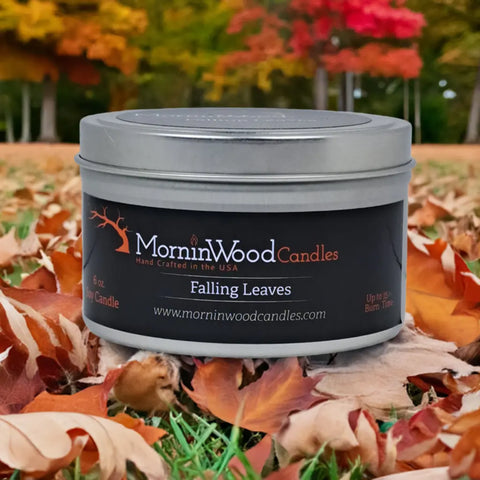 Falling Leaves Scented Soy Candle Tin – 7oz Handcrafted Home Fragrance | Made in USA MorninWood Candles  Candles