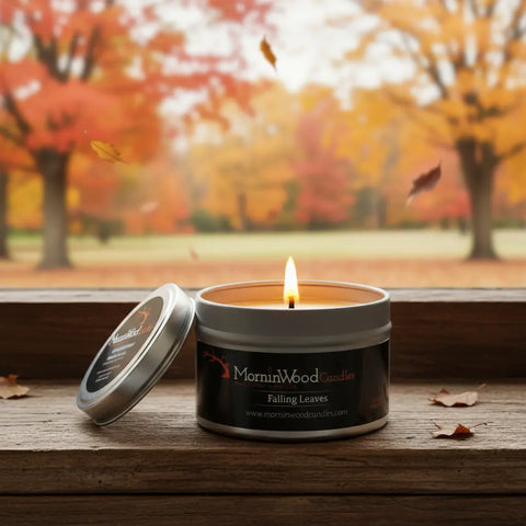 Falling Leaves Scented Soy Candle Tin – 7oz Handcrafted Home Fragrance | Made in USA MorninWood Candles  Candles