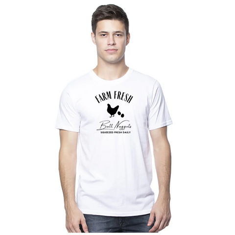 Farm Fresh Butt Nuggets Organic Cotton Unisex T-Shirt – Made in USA Suede Kloth 