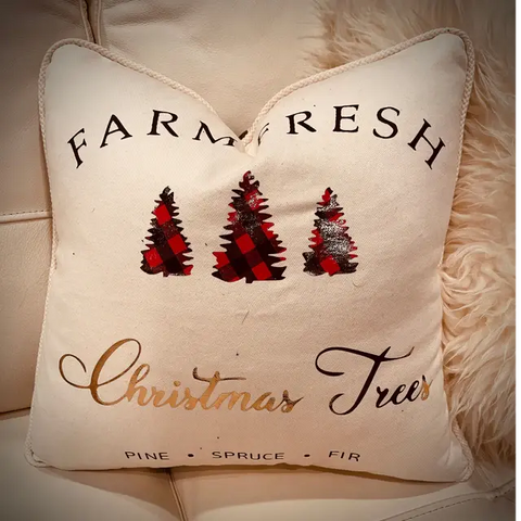 Farmhouse Christmas Throw Pillows – Plaid Holiday Decor – American Cotton | Made in USA Suede Kloth 