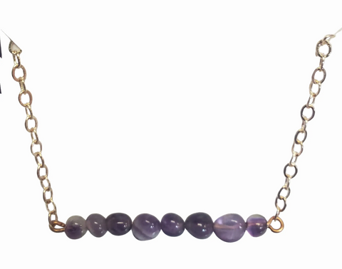 February Amethyst Birthstone Necklace – Minimalist Bar Design 16-18 Inch Adjustable Chain | Made in USA Michelle Marie Boutique  Necklace