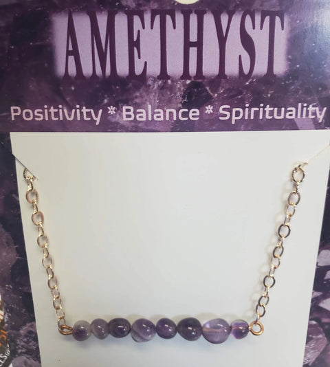February Amethyst Birthstone Necklace – Minimalist Bar Design 16-18 Inch Adjustable Chain | Made in USA Michelle Marie Boutique  Necklace