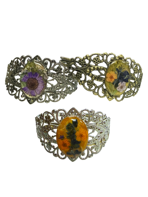 Filigree Bracelet With Flower Oval Centerpiece Michelle Marie Boutique  Bracelets