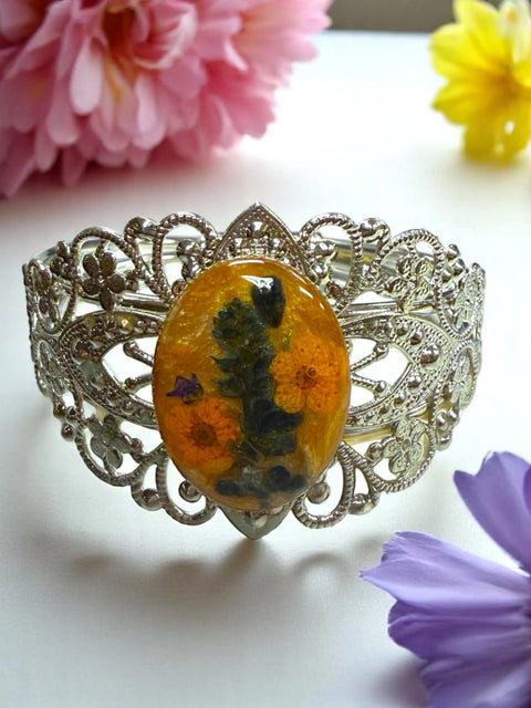 Filigree Bracelet With Flower Oval Centerpiece Michelle Marie Boutique  Bracelets