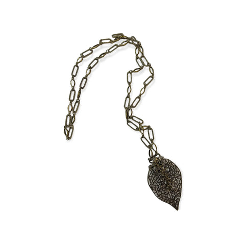 Filigree Fall Leaf Pendant Necklace for Women – Crystal Accents – Handcrafted Jewelry | Made in USA Michelle Marie Boutique  Necklace