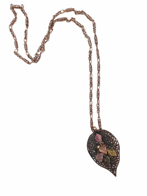 Filigree Fall Leaf Pendant Necklace for Women – Crystal Accents – Handcrafted Jewelry | Made in USA Michelle Marie Boutique  Necklace