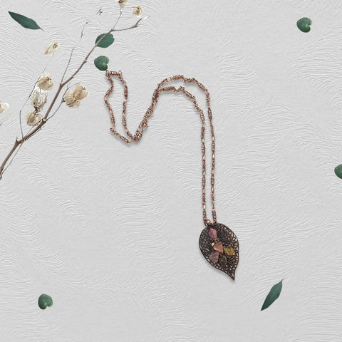 Filigree Fall Leaf Pendant Necklace for Women – Crystal Accents – Handcrafted Jewelry | Made in USA Michelle Marie Boutique  Necklace