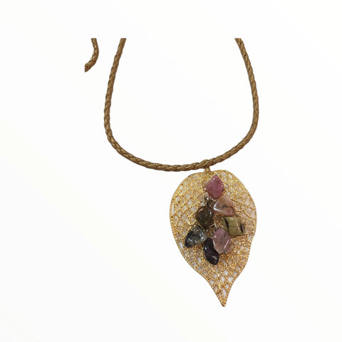 Filigree Fall Leaf Pendant Necklace for Women – Crystal Accents – Handcrafted Jewelry | Made in USA Michelle Marie Boutique  Necklace
