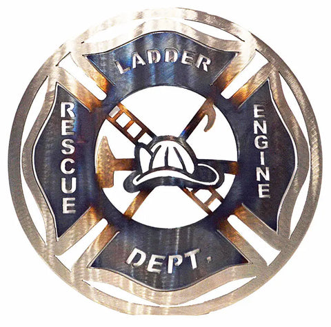 Firefighter Circle Art – Metal Wall Decor | Custom Fire Department Emblem | Made In USA Knights Home Decor  item