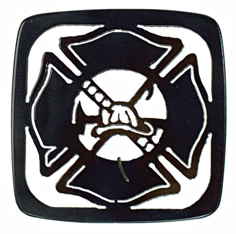 Firefighter Coaster – Handcrafted Cast Iron Drink Holder | Made in USA Durable Home Decor Knights Home Decor  item