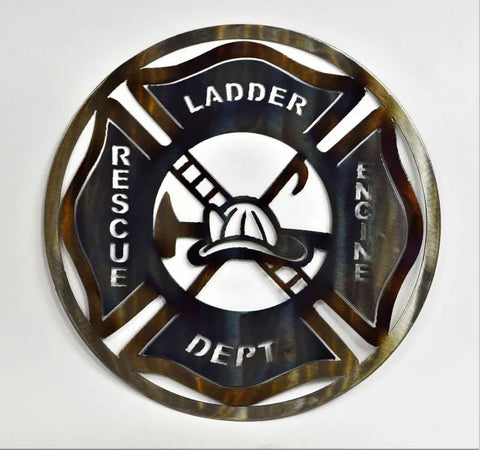 Firefighter Metal Wall Art – Custom Rescue Department Decor | Made in USA Knights Home Decor  item