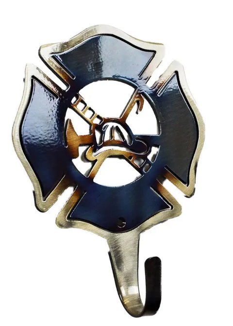 Firefighter Wall Hook – Steel Coat and Towel Hanger | Handmade Rustic Decor Made in USA Knights Home Decor  item