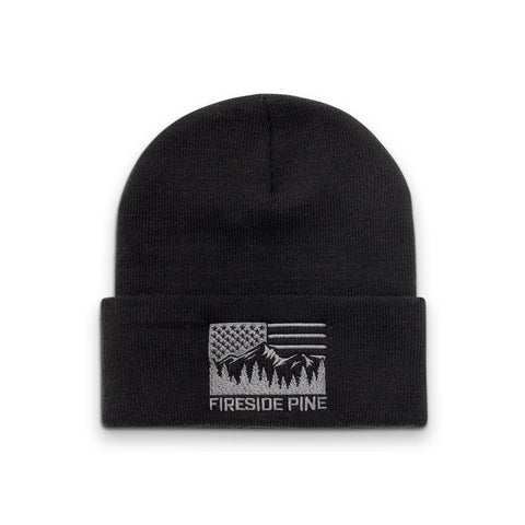 Fireside Pine Black Acrylic Knit Beanie – Winter Hat – Made in USA Fireside Pine  Beanie