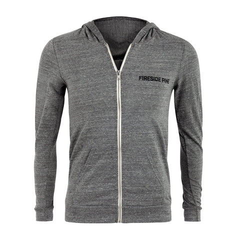 Fireside Pine Grey Zip-Up Hoodie – Eco-Friendly Comfort – Made in USA Fireside Pine  Hoodie