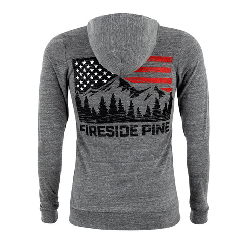 Fireside Pine Grey Zip-Up Hoodie – Eco-Friendly Comfort – Made in USA Fireside Pine  Hoodie