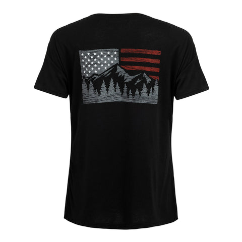Fireside Pine Women's Eco-Friendly Black V-Neck Tee – Made in USA Fireside Pine  Women's Shirt