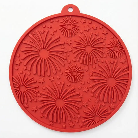 Fireworks Pattern Enrichment Lick Mat for Dogs – 8 Inch Slow Feeder with Suction Cups | Made in USA SodaPup  EMAT