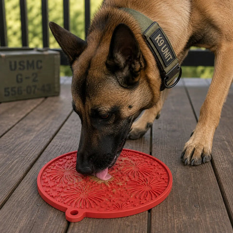 Fireworks Pattern Enrichment Lick Mat for Dogs – 8 Inch Slow Feeder with Suction Cups | Made in USA SodaPup  EMAT