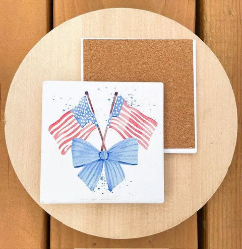 Flag Bow Coasters (Set of 4) Liberty Cottage Design 