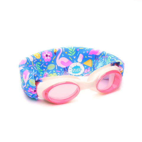 Flamingo Pop Print Swim Goggles With Tangle-Free Strap – Anti-Fog, Shatter Resistant Lenses | Assembled In USA Splash Place  Swim Goggles
