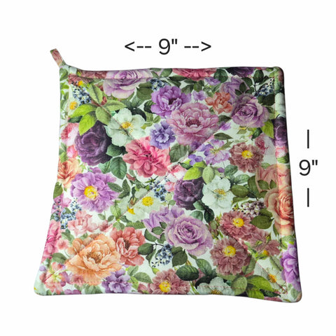 Floral Cotton Pot Holders Set of 2 – 9 Inch Heat Resistant Kitchen Accessories | Handmade in USA Frances Farm & Craft  Pot holders