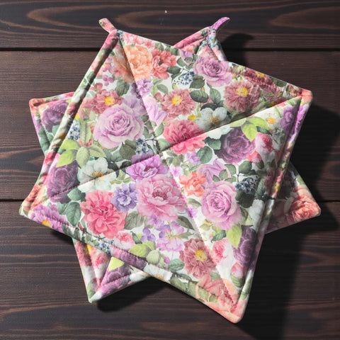 Floral Cotton Pot Holders Set of 2 – 9 Inch Heat Resistant Kitchen Accessories | Handmade in USA Frances Farm & Craft  Pot holders