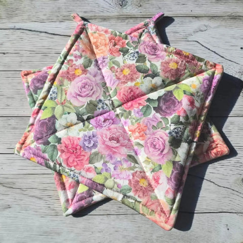 Floral Cotton Pot Holders Set of 2 – 9 Inch Heat Resistant Kitchen Accessories | Handmade in USA Frances Farm & Craft  Pot holders