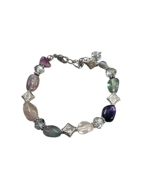 Fluorite Gemstone Bracelet – Adjustable Purple Green Pink Stones | Handcrafted in USA Michelle Marie Boutique  Bracelets