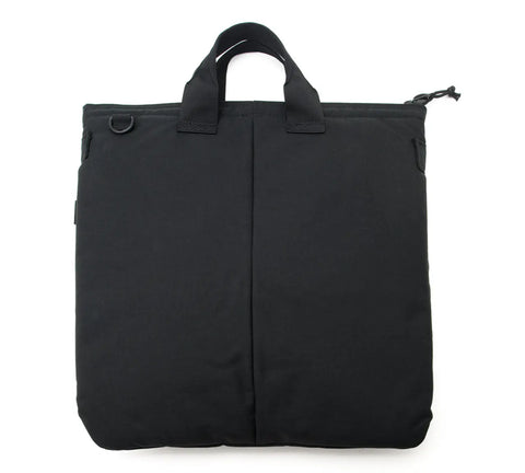 The MIS Flyers Helmet Bag With Alice Strap in black features a rectangular Cordura Nylon design, short handles, a zipper closure, and minimalistic style, shown against a white background.