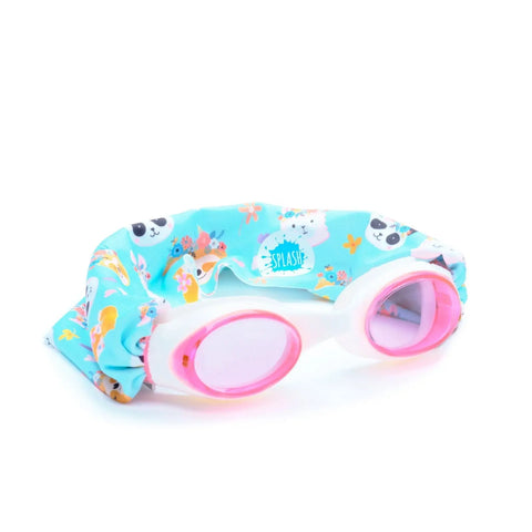 Forest Friends Swim Goggles – Tangle-Free Animal Print Strap with Pink Lenses | One Size Fits Kids to Adults | Assembled in USA Splash Place  Swim Goggles