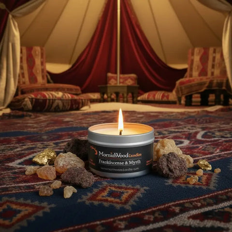 Frankincense & Myrrh Soy Tin Candle – 7oz Handcrafted Scented Candle | Clean Burn – Made in USA MorninWood Candles  Candles