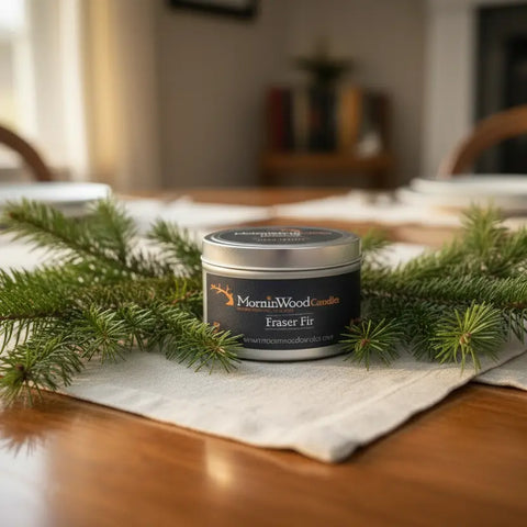 Fraser Fir Soy Wax Candle – 7oz Tin – Handcrafted Evergreen Scented Home Fragrance | Made in USA MorninWood Candles  Candles