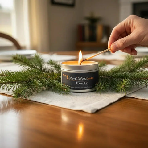 Fraser Fir Soy Wax Candle – 7oz Tin – Handcrafted Evergreen Scented Home Fragrance | Made in USA MorninWood Candles  Candles