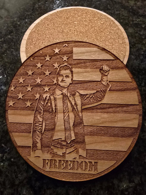 Freedom Themed Wooden Coaster Set of 4 – Handcrafted Patriotic Barware | Made in USA American Grains LLC 