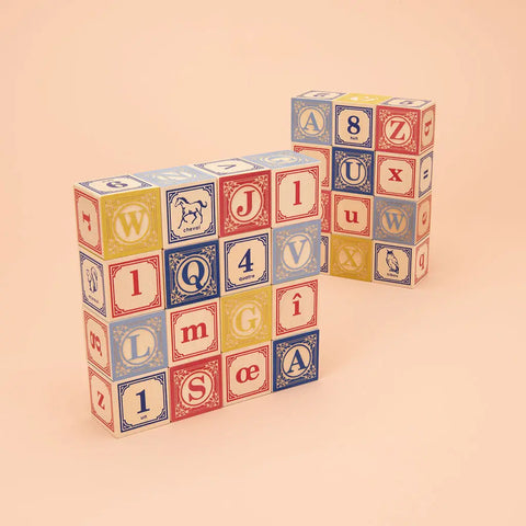 French Language Wooden Alphabet Blocks Set – 28 1.75 Inch Basswood Cubes | Safe-Touch Inks | Made in USA Uncle Goose  Languages