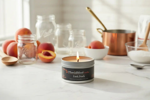 Fresh Peach - Soy Tin Collection MorninWood Candles  Candles