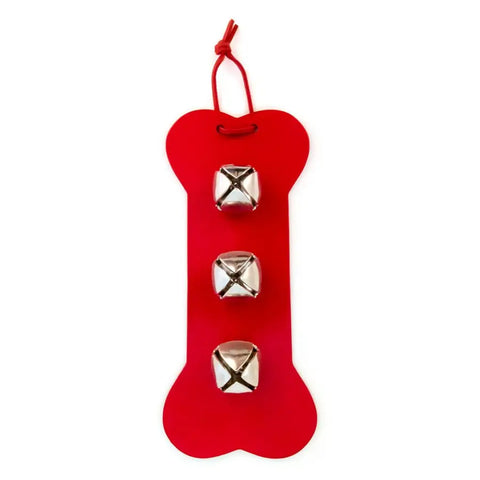 Full-Grain Leather Bone Bell Door Hanger – Pet Door Sign With Sleigh Bells | Made in USA Auburn Leathercrafters  item
