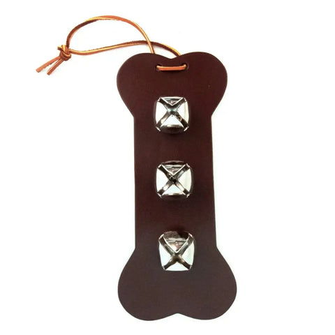 Full-Grain Leather Bone Bell Door Hanger – Pet Door Sign With Sleigh Bells | Made in USA Auburn Leathercrafters  item